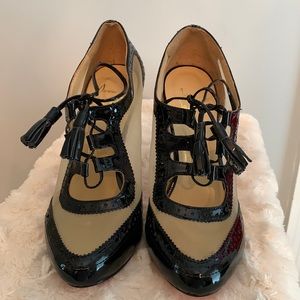 Black patent mesh and bow tie stilettos size 38 Christian Louboutin